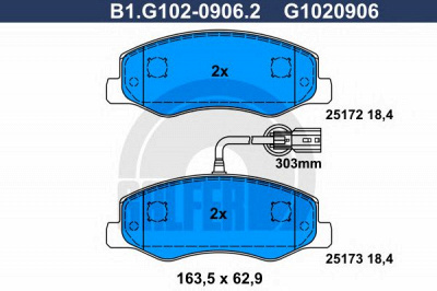 GALFER b1g10209062 -  Комплект тормозных колодок, дисковый тормоз