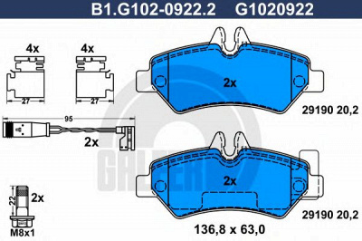 GALFER b1g10209222 -  Комплект тормозных колодок, дисковый тормоз