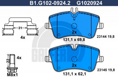 GALFER b1g10209242 -  Комплект тормозных колодок, дисковый тормоз