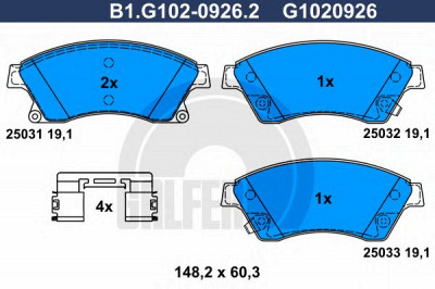 GALFER b1g10209262 -  Комплект тормозных колодок, дисковый тормоз