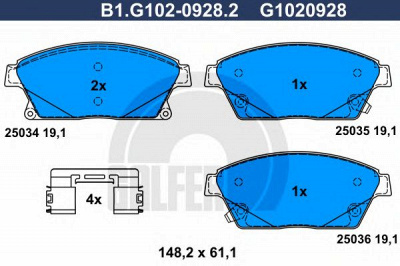 GALFER b1g10209282 -  Комплект тормозных колодок, дисковый тормоз