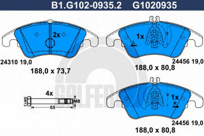 GALFER b1g10209352 -  Комплект тормозных колодок, дисковый тормоз