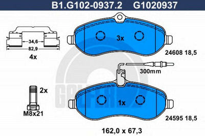 GALFER b1g10209372 -  Комплект тормозных колодок, дисковый тормоз