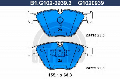 GALFER b1g10209392 -  Комплект тормозных колодок, дисковый тормоз