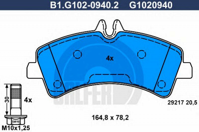 GALFER b1g10209402 -  Комплект тормозных колодок, дисковый тормоз