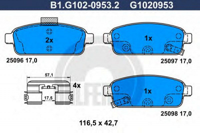 GALFER b1g10209532 -  Комплект тормозных колодок, дисковый тормоз