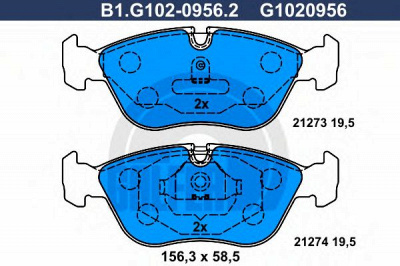 GALFER b1g10209562 -  Комплект тормозных колодок, дисковый тормоз