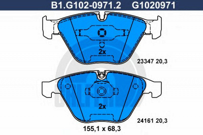 GALFER b1g10209712 -  Комплект тормозных колодок, дисковый тормоз
