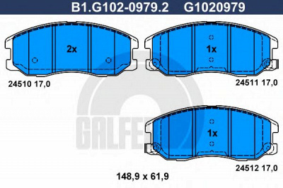 GALFER b1g10209792 -  Комплект тормозных колодок, дисковый тормоз
