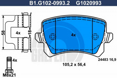 GALFER b1g10209932 -  Комплект тормозных колодок, дисковый тормоз
