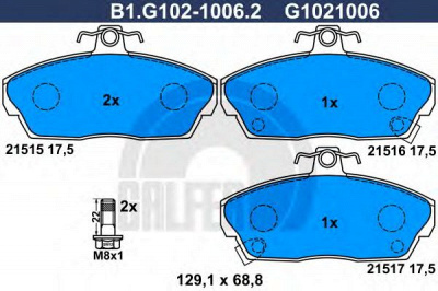 GALFER b1g10210062 -  Комплект тормозных колодок, дисковый тормоз