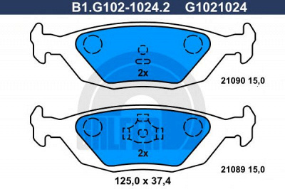 GALFER b1g10210242 -  Комплект тормозных колодок, дисковый тормоз
