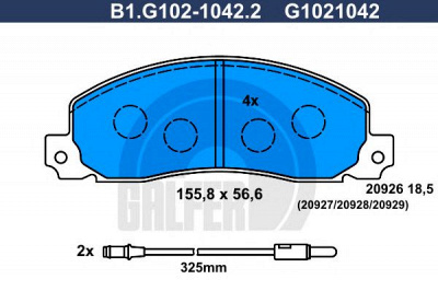 GALFER b1g10210422 -  Комплект тормозных колодок, дисковый тормоз