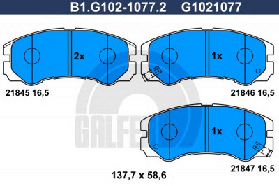 GALFER b1g10210772 -  Комплект тормозных колодок, дисковый тормоз
