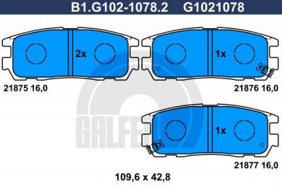 GALFER b1g10210782 -  Комплект тормозных колодок, дисковый тормоз