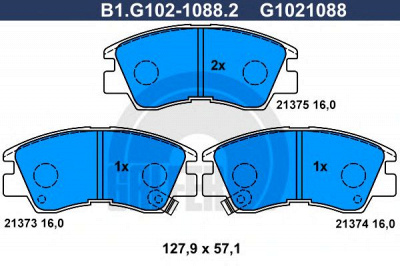 GALFER b1g10210882 -  Комплект тормозных колодок, дисковый тормоз