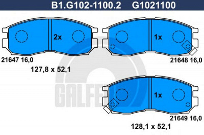 GALFER b1g10211002 -  Комплект тормозных колодок, дисковый тормоз