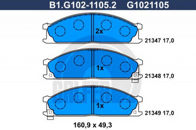 GALFER b1g10211052 -  Комплект тормозных колодок, дисковый тормоз