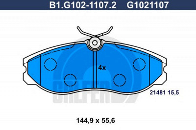 GALFER b1g10211072 -  Комплект тормозных колодок, дисковый тормоз