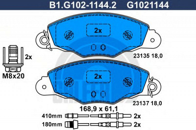 GALFER b1g10211442 -  Комплект тормозных колодок, дисковый тормоз