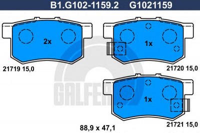 GALFER b1g10211592 -  Комплект тормозных колодок, дисковый тормоз