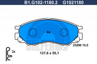 GALFER b1g10211802 -  Комплект тормозных колодок, дисковый тормоз