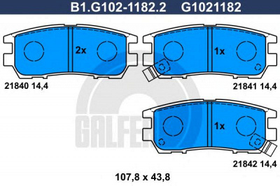 GALFER b1g10211822 -  Комплект тормозных колодок, дисковый тормоз