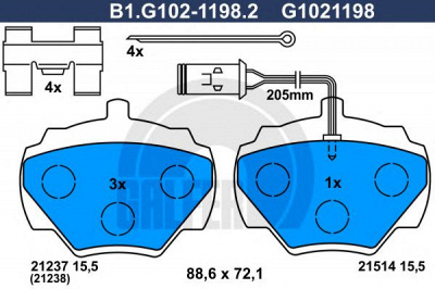 GALFER b1g10211982 -  Комплект тормозных колодок, дисковый тормоз