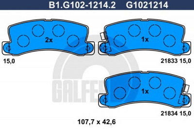 GALFER b1g10212142 -  Комплект тормозных колодок, дисковый тормоз