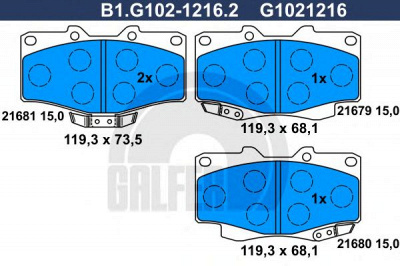 GALFER b1g10212162 -  Комплект тормозных колодок, дисковый тормоз