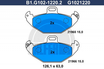 GALFER b1g10212202 -  Комплект тормозных колодок, дисковый тормоз