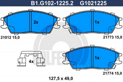 GALFER b1g10212252 -  Комплект тормозных колодок, дисковый тормоз