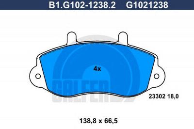 GALFER b1g10212382 -  Комплект тормозных колодок, дисковый тормоз