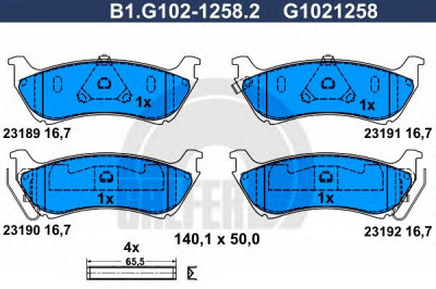 GALFER b1g10212582 -  Комплект тормозных колодок, дисковый тормоз
