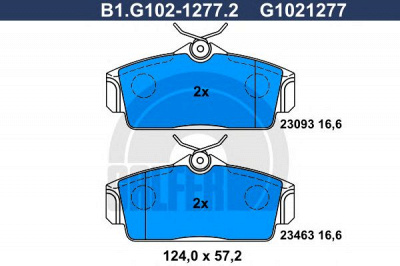GALFER b1g10212772 -  Комплект тормозных колодок, дисковый тормоз