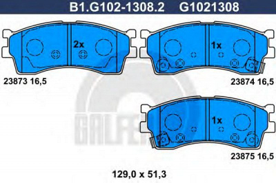 GALFER b1g10213082 -  Комплект тормозных колодок, дисковый тормоз