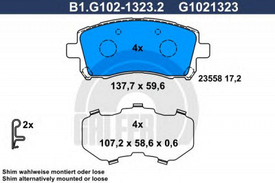 GALFER b1g10213232 -  Комплект тормозных колодок, дисковый тормоз