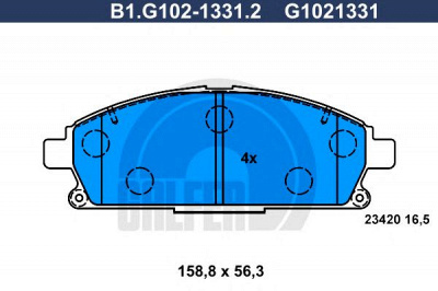 GALFER b1g10213312 -  Комплект тормозных колодок, дисковый тормоз