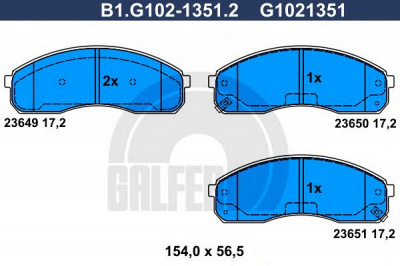 GALFER b1g10213512 -  Комплект тормозных колодок, дисковый тормоз