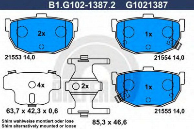 GALFER b1g10213872 -  Комплект тормозных колодок, дисковый тормоз