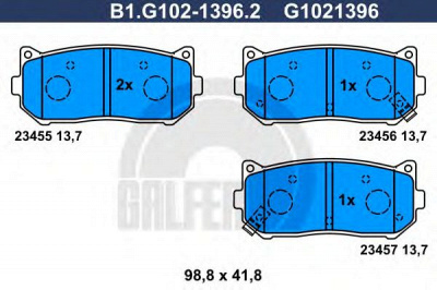 GALFER b1g10213962 -  Комплект тормозных колодок, дисковый тормоз