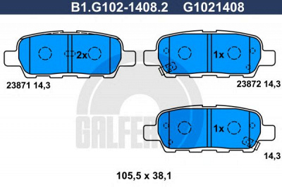 GALFER b1g10214082 -  Комплект тормозных колодок, дисковый тормоз