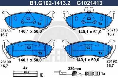 GALFER b1g10214132 -  Комплект тормозных колодок, дисковый тормоз