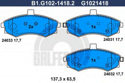 GALFER b1g10214182 -  Комплект тормозных колодок, дисковый тормоз