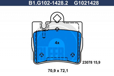 GALFER b1g10214282 -  Комплект тормозных колодок, дисковый тормоз