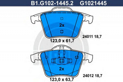 GALFER b1g10214452 -  Комплект тормозных колодок, дисковый тормоз