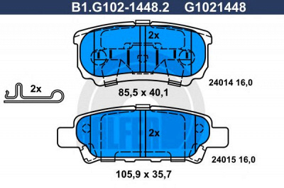 GALFER b1g10214482 -  Комплект тормозных колодок, дисковый тормоз