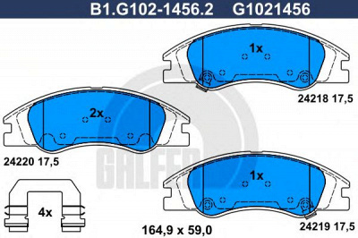GALFER b1g10214562 -  Комплект тормозных колодок, дисковый тормоз