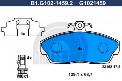 GALFER b1g10214592 -  Комплект тормозных колодок, дисковый тормоз