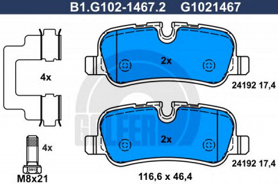 GALFER b1g10214672 -  Комплект тормозных колодок, дисковый тормоз